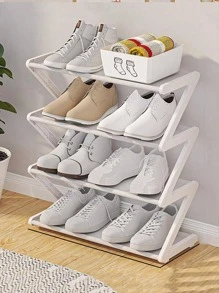 1入組鐵鞋收納極簡素色多層鞋架子適用於地面 - 白色 - 查看 1