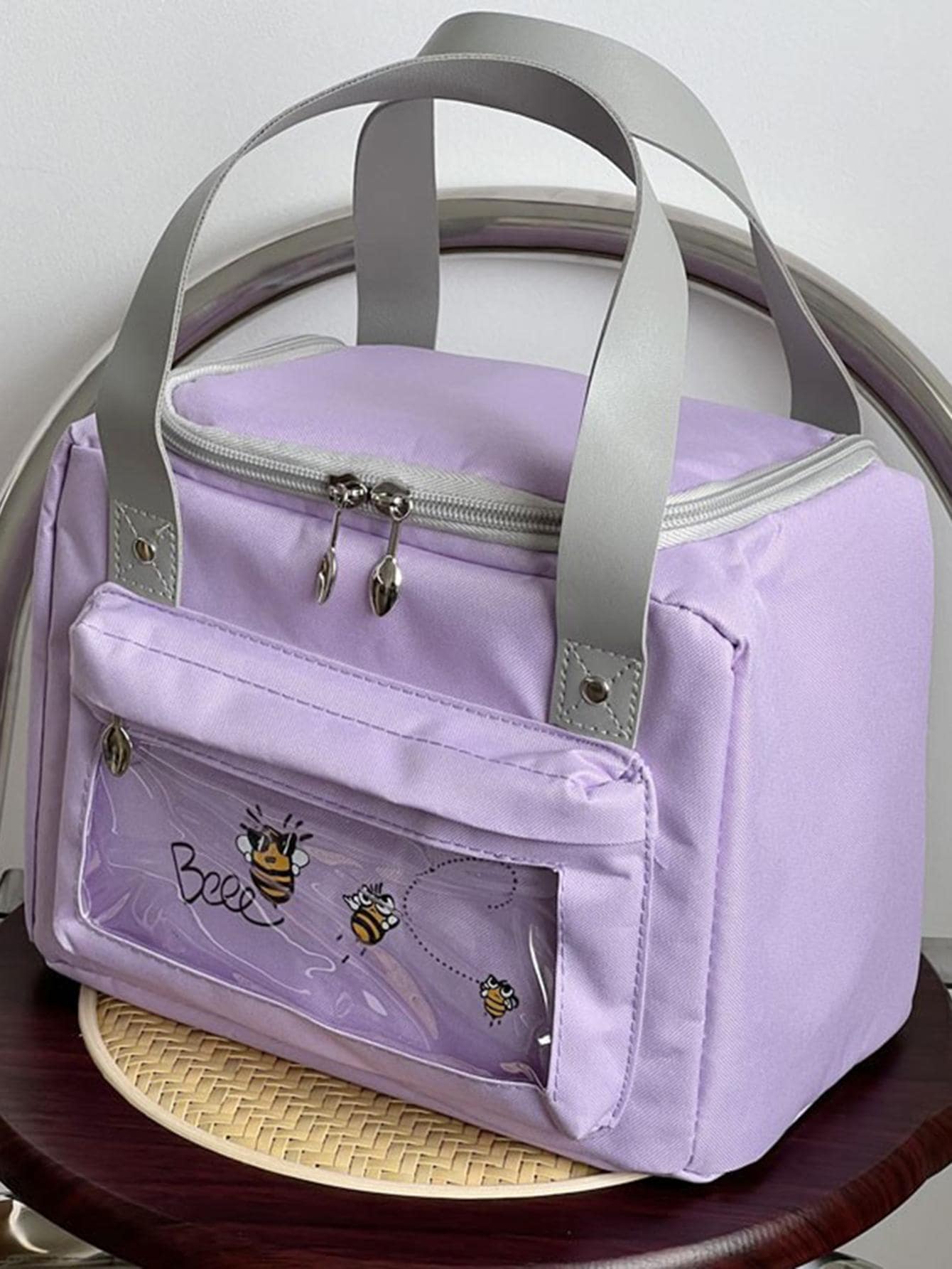 Túi ăn trưa đồ họa hoạt hình 1pc - Màu tím - Xem 1