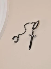 1 Đôi Tinh Tế Đính Đá Cubic Zirconia Trang Trí Thanh Kiếm Bông Tai Giọt Cho Nữ Trang Trí Hàng Ngày - màu đen - Xem 2