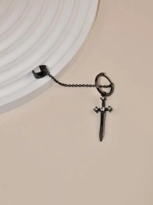 1 Đôi Tinh Tế Đính Đá Cubic Zirconia Trang Trí Thanh Kiếm Bông Tai Giọt Cho Nữ Trang Trí Hàng Ngày - màu đen - Xem 1