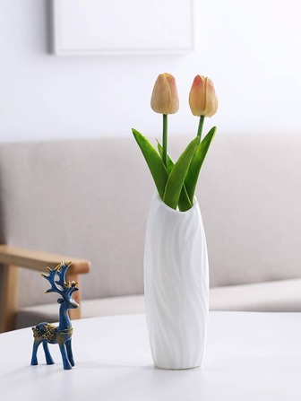 1入組PP花極簡素色花瓶裝飾