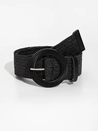 1pc Women Round Buckle Braided Fashion Belt For Daily Decoration Boho Summer, School Fall, Autumn, Halloween
