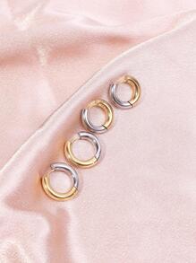 ins風格鈦鋼耳環簡單時尚中性金色圓形圓形帶鋼釘珠耳朵首飾類 - 彩色 - 查看 6