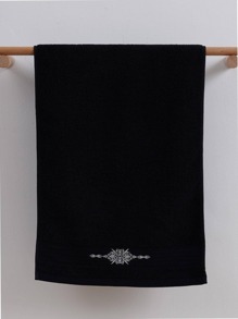 QIBHI 1条毛巾浴巾/浴巾，柔软吸水，情侣款，可用于浴室或游泳池，可作面巾或浴巾使用。多种尺寸可选，适合家居浴室装饰、返校季、美容院、酒店、运动等场合，是居家必备的护肤浴巾。 - 黑色 - 查看 5