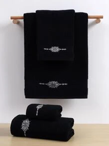 QIBHI 1条毛巾浴巾/浴巾，柔软吸水，情侣款，可用于浴室或游泳池，可作面巾或浴巾使用。多种尺寸可选，适合家居浴室装饰、返校季、美容院、酒店、运动等场合，是居家必备的护肤浴巾。 - 黑色 - 查看 1