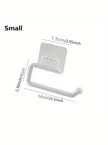 1pc PMMA Paper Holder, Modern Solid Tissue Roll Holder For Bathroom No-Drill - White - View 3