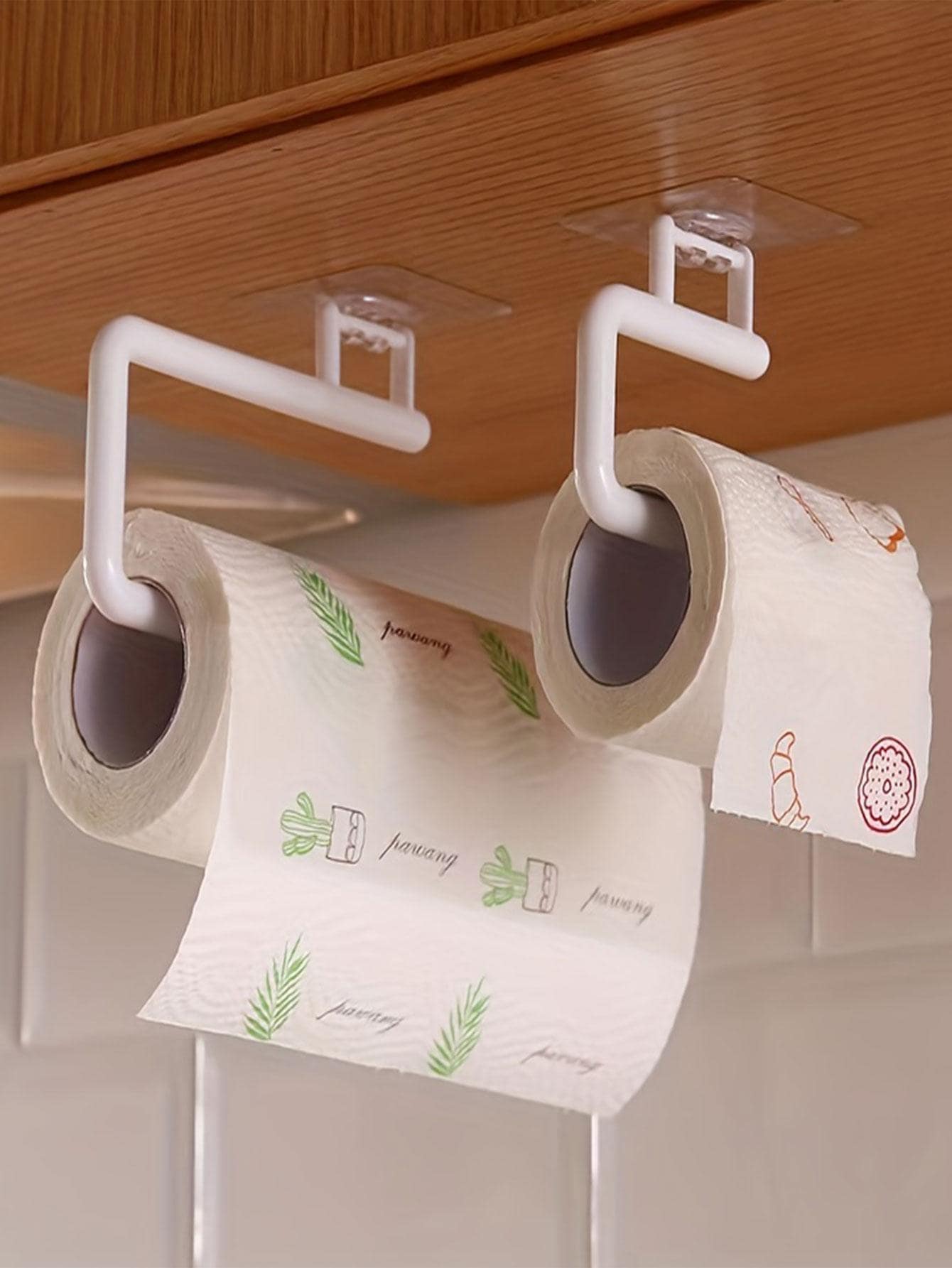 1pc PMMA Paper Holder, Modern Solid Tissue Roll Holder For Bathroom No-Drill - White - View 1