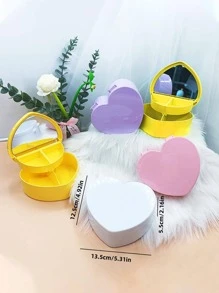 1入組帶鏡子塑料首飾收納盒，現代心形多層家用首飾盒 - 紫色 - 查看 4