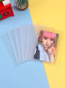 5pcs Clear Business Card Holder, Minimalist Portable Card Case For Office, Card Storage - Clear - View 1