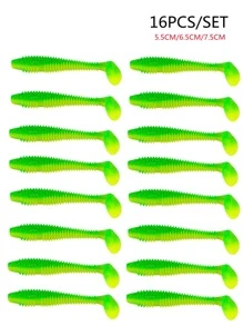 16入組金屬亮絲PVC魚餌 - 綠色 - 查看 3