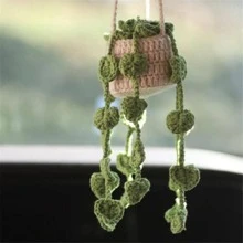 Polyester Treo Trang Trí, Hiện Đại Dệt Kim Chậu Cây Thiết Kế Treo Trang Trí Cho Xe Ô Tô - màu xanh lá - Xem 3