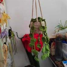 Polyester Treo Trang Trí, Hiện Đại Dệt Kim Chậu Cây Thiết Kế Treo Trang Trí Cho Xe Ô Tô - màu xanh lá - Xem 4