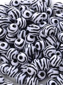 25pcs/set Creative Zebra Striped Pattern DIY Bead For Women For DIY Jewelry Making - Black and White - View 1