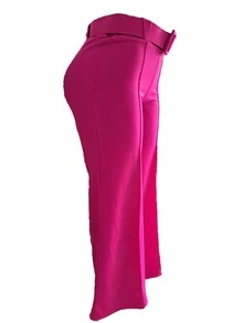 PANTALON DE VESTIR CAMPANA MODA FORMAL DAMA ELEGANTE MUJER SEXY ACAMPANADO TALLE ALTO - Rosa Fucsia - Ver 2