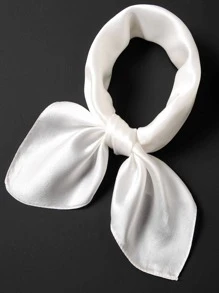 1pc Solid Color Women's Square Scarf Multi-Functional Fashionable Mono-Colored Scarf For Hair, Waist, Pocket Decoration Bandana,Hair Band,Head Band Ideal For Dressing Up Your Look - White - View 2