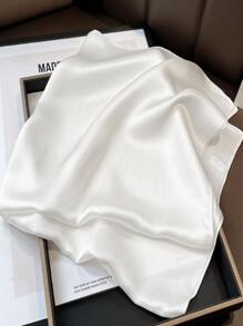 1pc Solid Color Women's Square Scarf Multi-Functional Fashionable Mono-Colored Scarf For Hair, Waist, Pocket Decoration Bandana,Hair Band,Head Band Ideal For Dressing Up Your Look - White - View 5