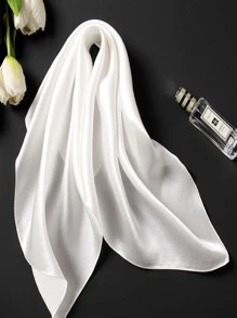 1pc Solid Color Women's Square Scarf Multi-Functional Fashionable Mono-Colored Scarf For Hair, Waist, Pocket Decoration Bandana,Hair Band,Head Band Ideal For Dressing Up Your Look - White - View 3