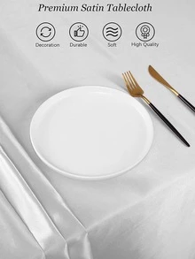 1 Đồng Bằng Satin Khăn Trải Bàn, Tối Giản Polyester Trang Trí Bàn Cho Tiệc Cưới - Bạc - Xem 2