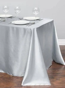1 Đồng Bằng Satin Khăn Trải Bàn, Tối Giản Polyester Trang Trí Bàn Cho Tiệc Cưới - Bạc - Xem 1