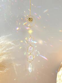 1 pieza Decoración colgante de pared con sol y estrella de cristal, decoración del hogar, decoración de habitación, decoración de pared - Multicolor - Ver 1
