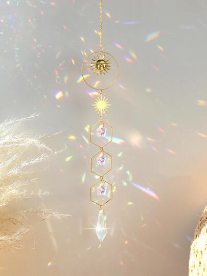 1pc Crystal Sun & Star Decor Treo Tường, Trang Trí Nhà Cửa, Trang Trí Phòng, Trang Trí Tường