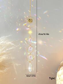 1 pieza Decoración colgante de pared con sol y estrella de cristal, decoración del hogar, decoración de habitación, decoración de pared - Multicolor - Ver 2