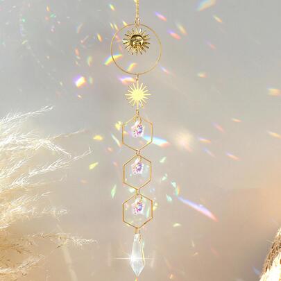 1pc Crystal Sun & Star Decor Treo Tường, Trang Trí Nhà Cửa, Trang Trí Phòng, Trang Trí Tường