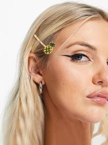 3入組女士水鑽鳳梨裝飾時尚髮飾套裝適用於頭髮裝飾用品 - 黃色 - 查看 3