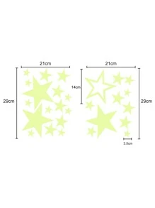 1入組PVC牆現代星星圖案夜光牆貼 - 綠色 - 查看 3