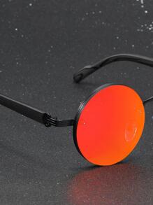 1 Cặp Kính thời trang nam tròn kim loại vân gỗ giả phong cách Halloween phong cách đường phố và phù hợp với áo len áo khoác áo nỉ quần da và quần túi hộp cho kỳ nghỉ hè trên bãi biển, ngoài trời, du lịch - Đỏ - Xem 3