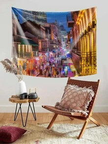 1入組建築物圖案掛毯 - 彩色 - 查看 3