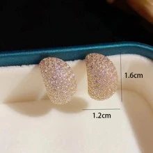 Cubic Zirconia Decor Stud Earrings