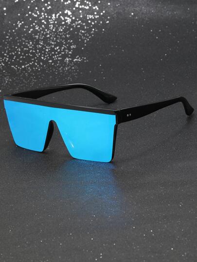 1 par herrglasögon i akryl, geometriska, enstaka platta, moderiktiga, strandaccessoarer, glasögon, , gatustil och passar för tröja, jacka, tröja, huvtröja, läderbyxor och cargobyxor för sommarstrandsemester, utomhus, resor