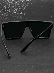 一副男士亚克力几何一体式平顶时尚眼镜，沙滩配饰，打造街头风造型，搭配毛衣、夹克、卫衣、连帽衫、皮裤和工装裤，适合夏季海滩度假、户外活动和旅行。 - 藍色 - 查看 4