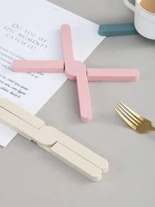 1入組TPR隔熱墊，簡約素色可折疊廚房隔熱墊 - 米色 - 查看 3