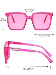 1 Pair Square Acrylic Women Fashion Glasses For Summer Beach Vacation,Outdoor,Travel - Màu Hồng Tươi - Xem 4