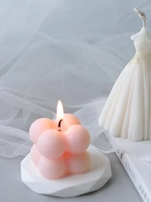 Mini Cube Silicone Candle Mold, Ins Style Candle Making Mold - White - View 4