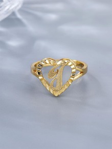 1pc Vintage Creative 26 Letter Adjustable Ring, European And American Style, Suitable For Couples - Yellow Gold - View 1