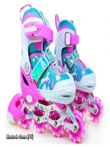 JS Roller Patines en linea ajustables para niña con equipo de protecciones morado - Rosa - Ver 3