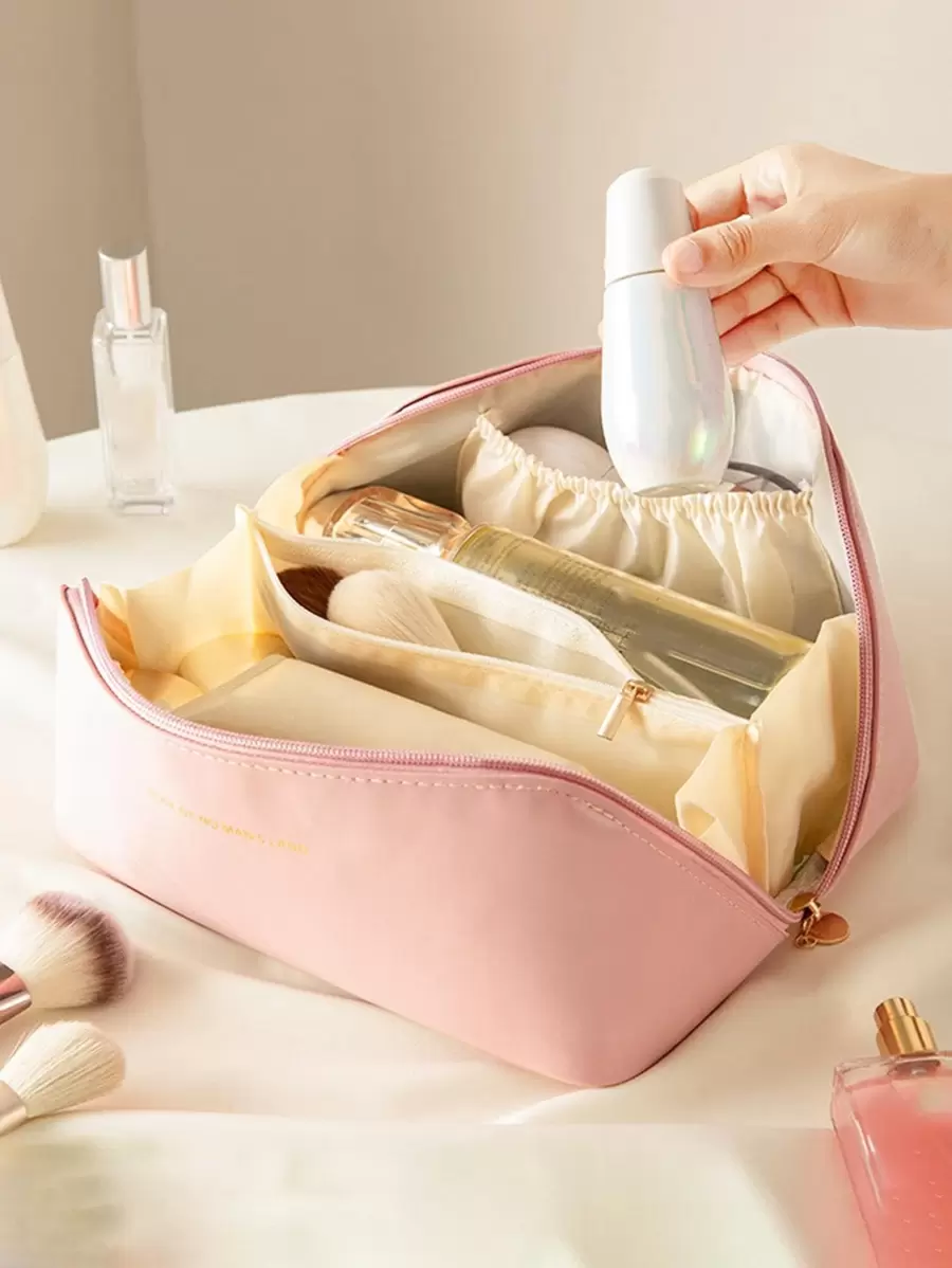 字母圖案化妝包 - 粉色 - 查看 1