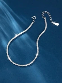 Vòng cổ dây chuyền bạc trang trí bằng đá khối Zirconia - Bạc - Xem 5