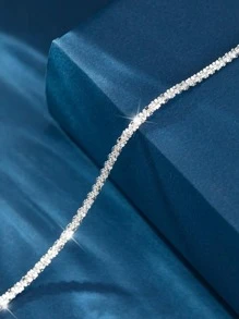 Vòng cổ dây chuyền bạc trang trí bằng đá khối Zirconia - Bạc - Xem 3