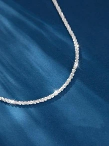 Vòng cổ dây chuyền bạc trang trí bằng đá khối Zirconia - Bạc - Xem 4