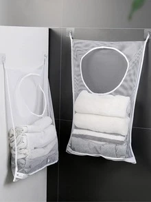 1pc Hanging Laundry Bag - White - View 5