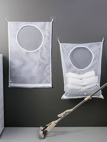 1pc Hanging Laundry Bag - White - View 7