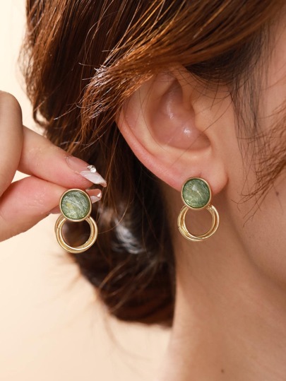 Andkiss Women Elegant Round Drop Earrings