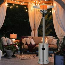 Costway 48000 BTU Stainless Steel Propane Patio Standing LP Gas Heater W/ Wheels - Grey - View 1
