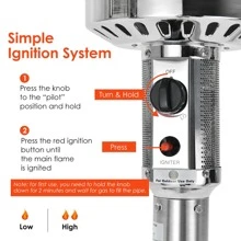 Costway 48000 BTU Stainless Steel Propane Patio Standing LP Gas Heater W/ Wheels - Grey - View 7