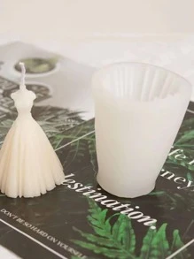 1入組矽膠洋裝形狀DIY矽膠模具適用於蠟燭製作 - 白色 - 查看 3