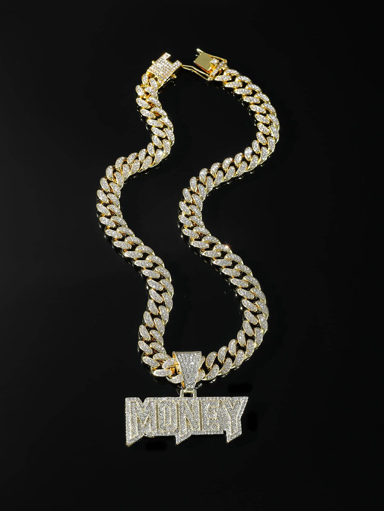 Nam Thời Trang Punk Đá Chữ Cái Mặt Dây Chuyền Vòng Cổ Trang Trí Hàng Ngày Cho Vẻ Ngoài Phong Cách - Vàng - Xem 1